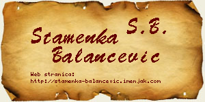 Stamenka Balančević vizit kartica